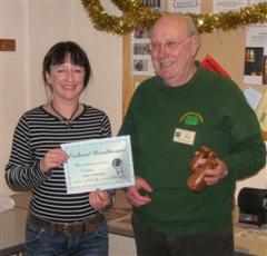 The monthly Highly commended Pat Hughes received his certificate from Carlyn Lindsay